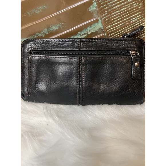 Fossil Maddox Keyhole Wallet Black 3/4 Zip Around - Picture 2 of 12